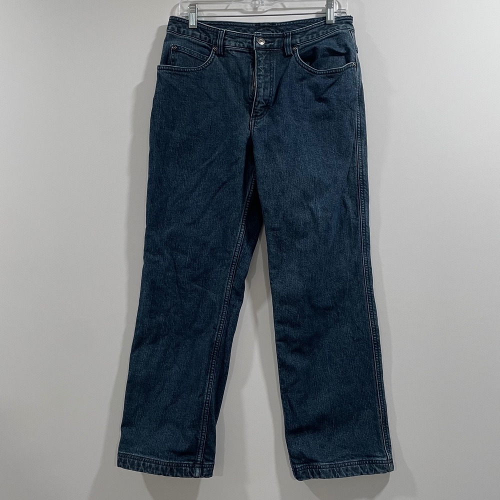 Duluth Trading Co Flannel Lined Jeans Womens 6x29 Dark Wash Straight Leg